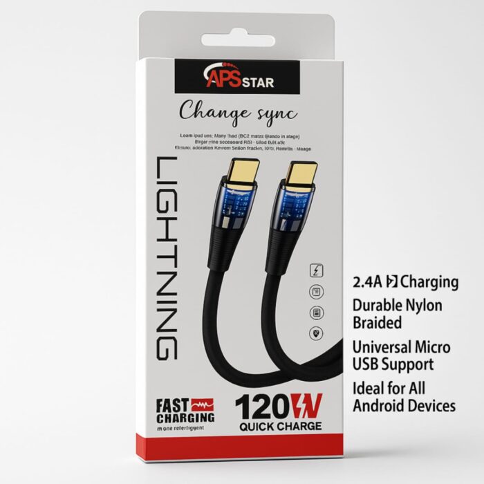 APS Star 120W Light Charging Cable – Type-C Power & Style - Image 3