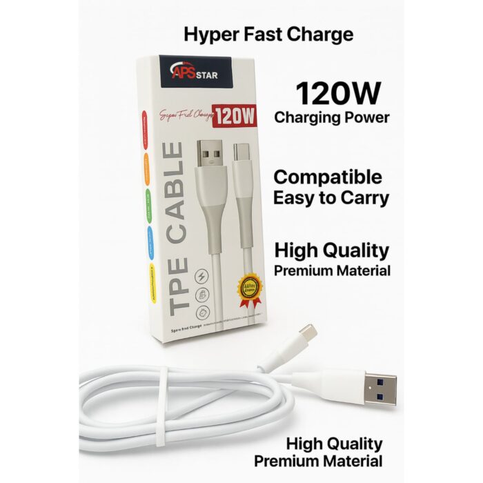 120W cable with fast charging and data sync. Tangle-free - Image 2