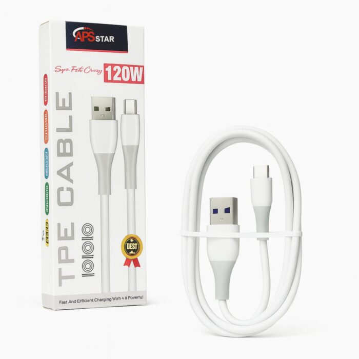 120W cable with fast charging and data sync. Tangle-free - Image 1