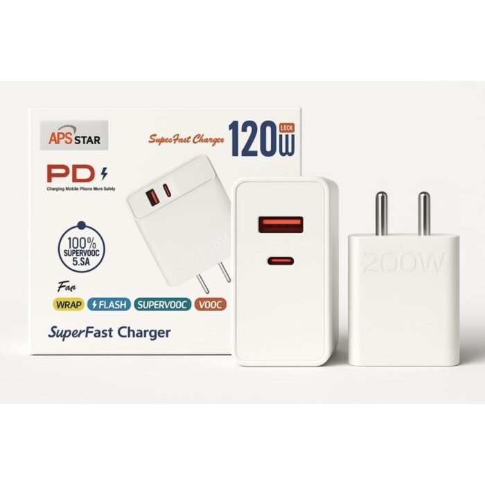 "APS STAR 220W Ultra Fast SuperVOOC Charger – Dual Port - Image 1